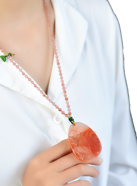 天然红兔毛九尾狐吊坠饰品礼物女