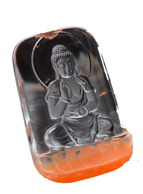 红兔毛水晶阿弥陀佛吊坠项链挂件