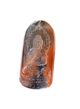 红水晶佛祖吊坠俏色雕刻挂件礼物