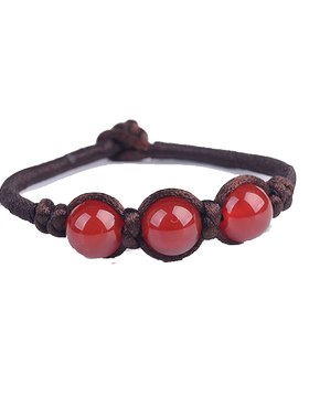 玛瑙红绳手链民族风手串饰品