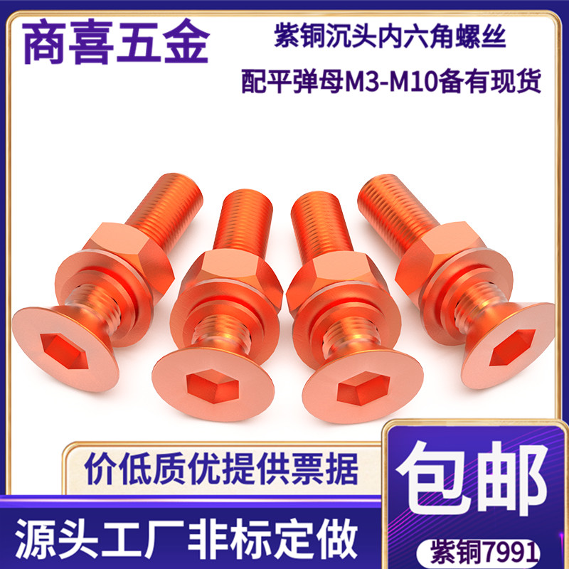 紫铜材质沉头内六角内含平弹母