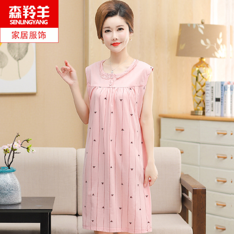 纯棉家居服宽松中老年人无袖背心