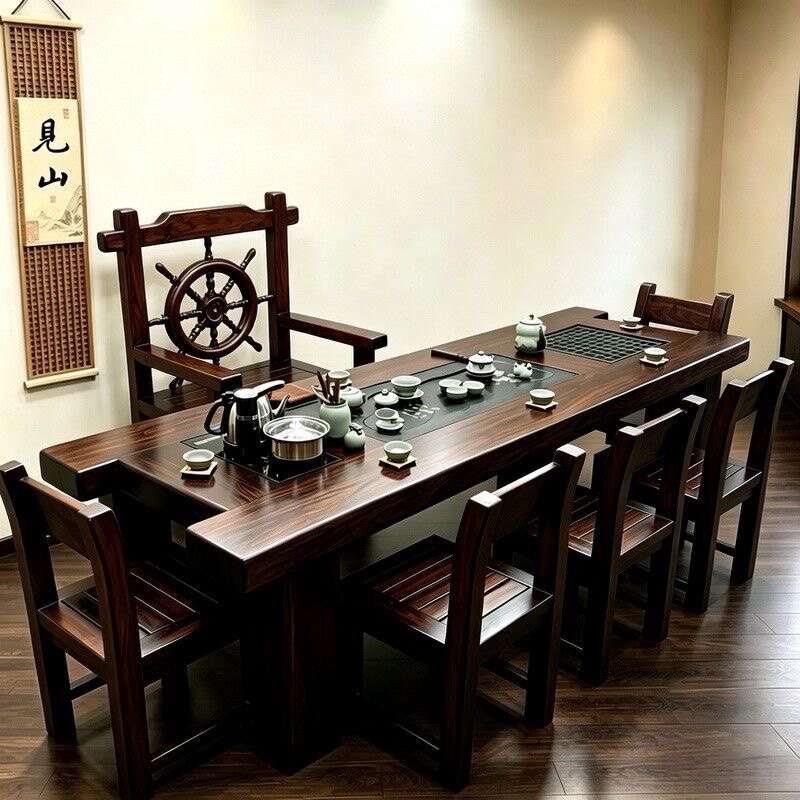 老船木茶桌椅组合仿古泡茶台户外茶几