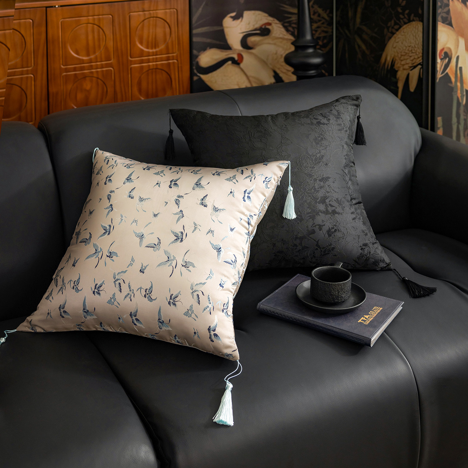 法式复古中古抱枕新中式中国风沙发客厅靠枕套轻奢高级感绿色靠垫