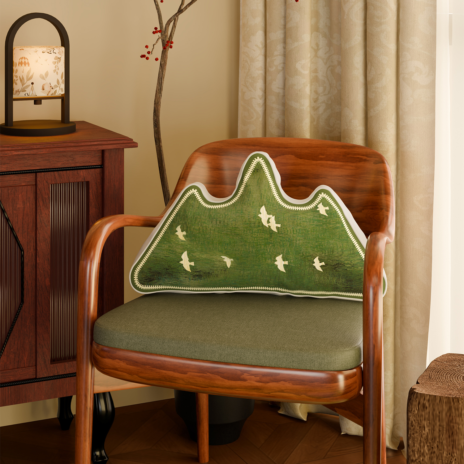 中古风创意靠山抱枕沙发客厅靠枕异形靠垫办公室腰枕靠背垫新中式