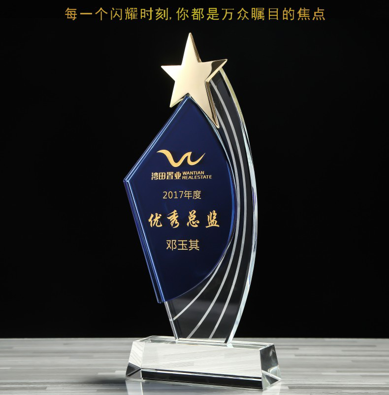 水晶奖杯创意定制定做五角星金属儿童员工比赛奖牌刻字公司纪念品