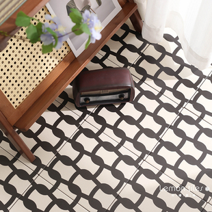 法式复古小花砖卫生间瓷砖中古风黑白厕所浴室洗手间厨房阳台地砖