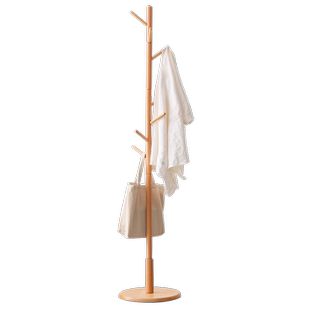 源氏木语加兰实木挂衣架卧室衣服架子欧洲榉木落地衣帽架原木风