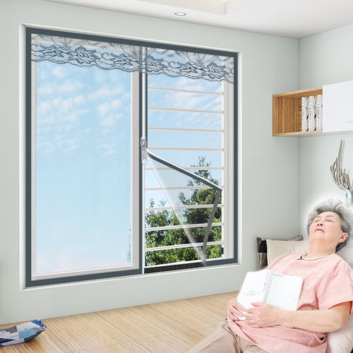 魔术贴自粘型简易磁铁防蚊纱窗