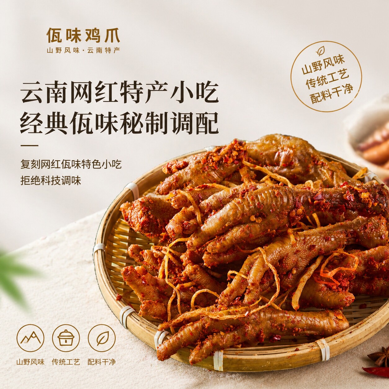 肖三婆麻辣佤味鸡爪正宗佤族特产解馋零食追剧下饭即食小吃