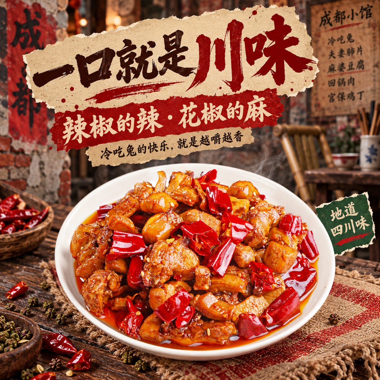 肖三婆四川麻辣兔丁成都特色兔子肉熟食自贡特产冷吃兔休闲小零食