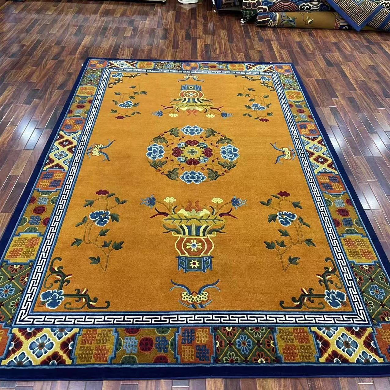 器世界尼泊尔纯手工羊毛大藏毯佛堂地毯别墅地毯藏式卧室客厅沙发