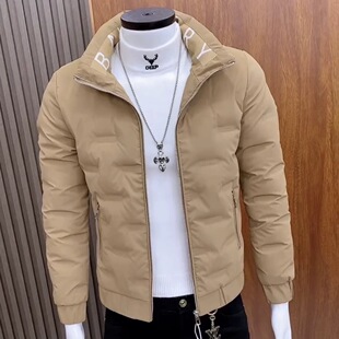 修身 冬季 潮流简约百搭轻薄加厚韩版 保暖羽绒棉服男士 棉衣外套 新款