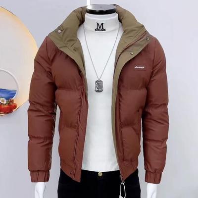 修身款立领棉衣男士汤米拼色加厚保暖高级感潮流休闲短款棉服外套