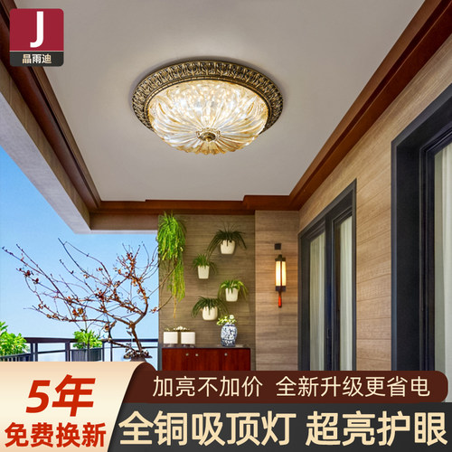 户外大门吸顶灯防虫全铜别墅自建房进门入户阳台顶灯大门口照明灯