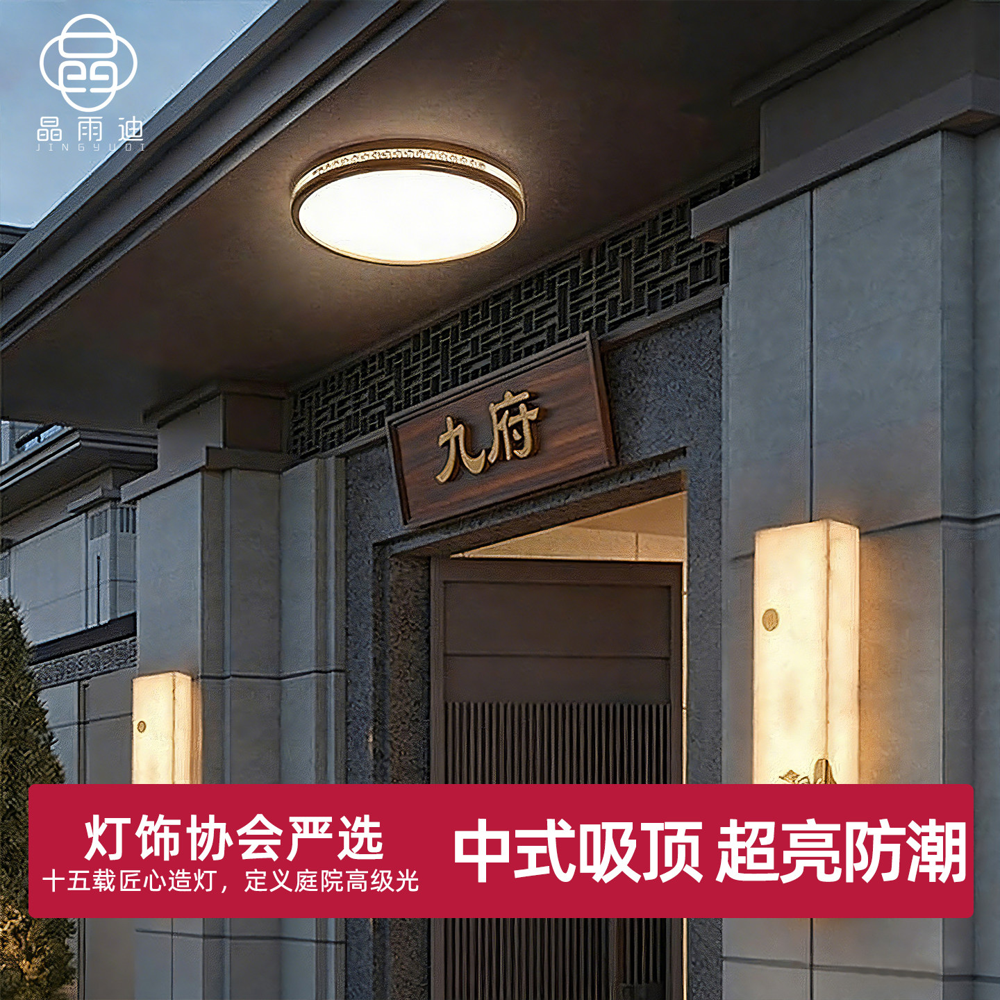 新中式大门口吸顶灯室外别墅门厅灯大门顶灯户外庭院阳台照明灯