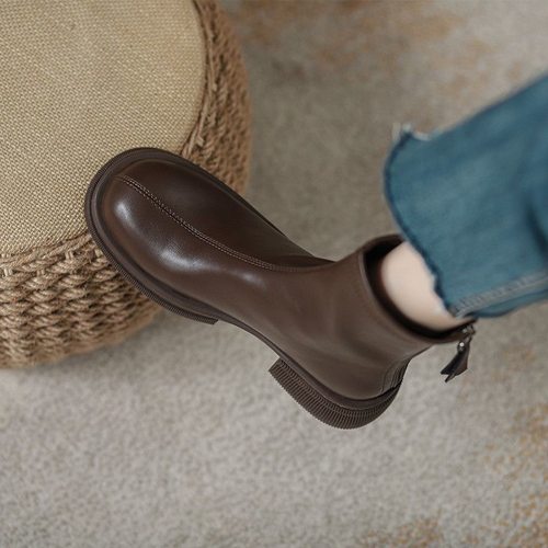 真皮马丁靴超细纤维橡胶短靴软皮