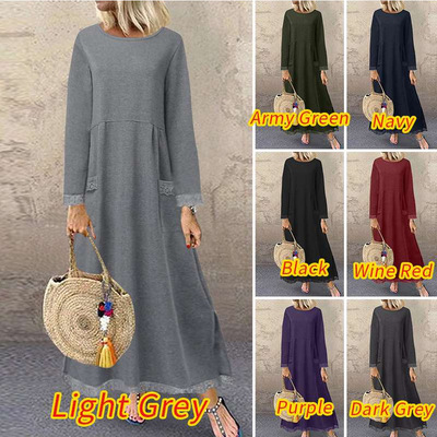 Velvet dress with long sleeves and long skirt 加绒连衣裙长裙