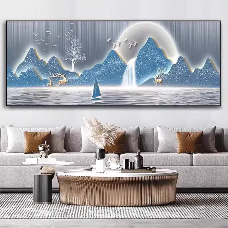 山水麋鹿5D钻石画客厅手工DIY