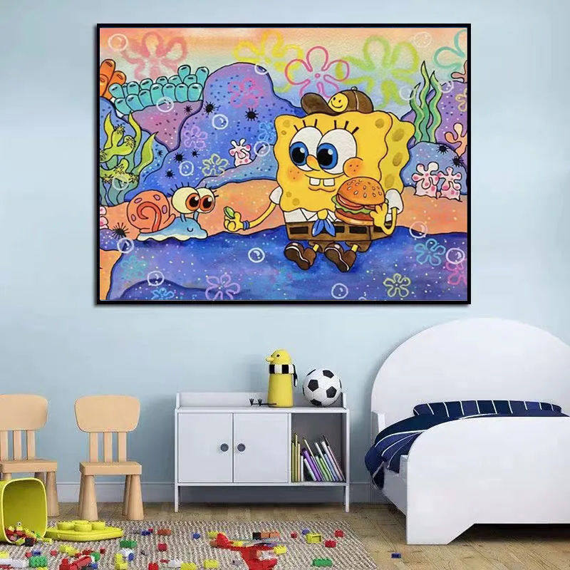 卡通动漫钻石画2026新款卧室点砖十字绣儿童手工海绵宝宝钻石画5d,居家布艺,钻石绣,淘宝优惠券,粉丝福利购,淘宝优惠卷