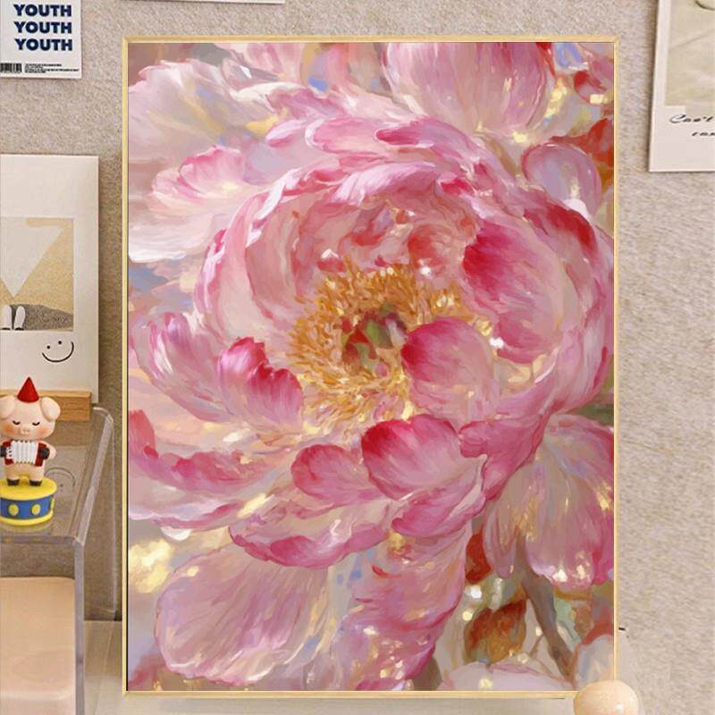 富贵牡丹花5d钻石画满钻2026新款贴画手工diy粘贴闪钻十字绣竖版
