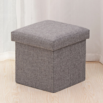 大号可坐人棉麻收纳凳 沙发凳 换鞋凳布艺折叠储物凳 玩具收纳箱