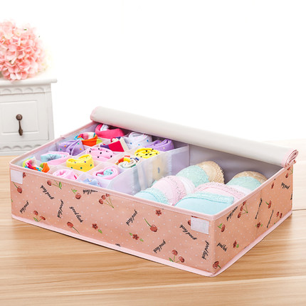 加厚内衣内裤收纳盒  牛津布有盖文胸整理盒袜子储物盒衣物收纳箱