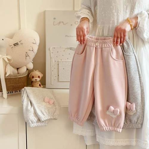 女童一体绒加厚保暖裤秋
