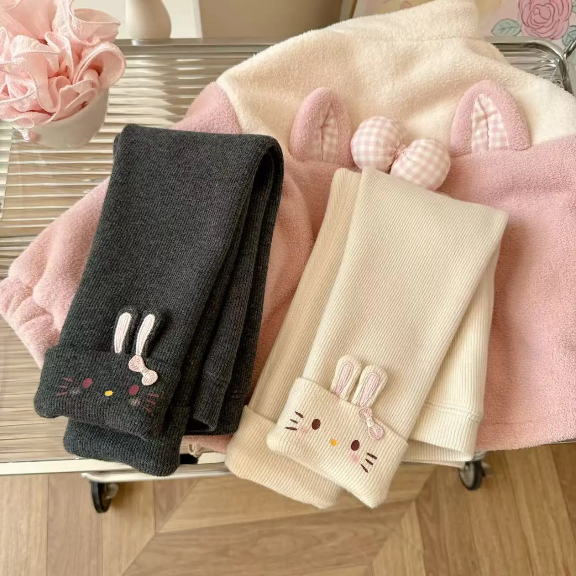 女童加绒打底裤秋冬季外