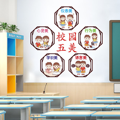 小艾艾教室布置贴纸墙贴