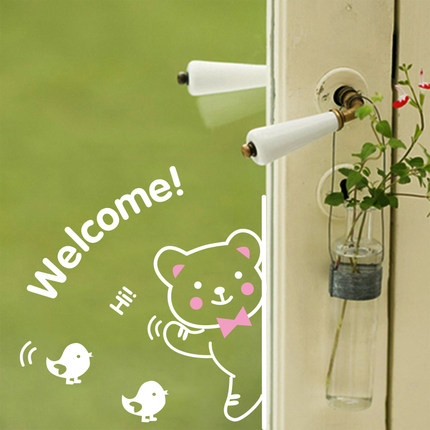 服装商场个性店铺提示贴墙贴标志贴招财猫咪玻璃橱窗贴纸欢迎光临
