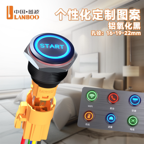 蓝波金属按钮开关可定制logo带灯