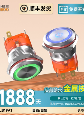 蓝波19A1金属按钮开关1NO1NC 2NO2NC可选自锁自复防水带灯24V220V