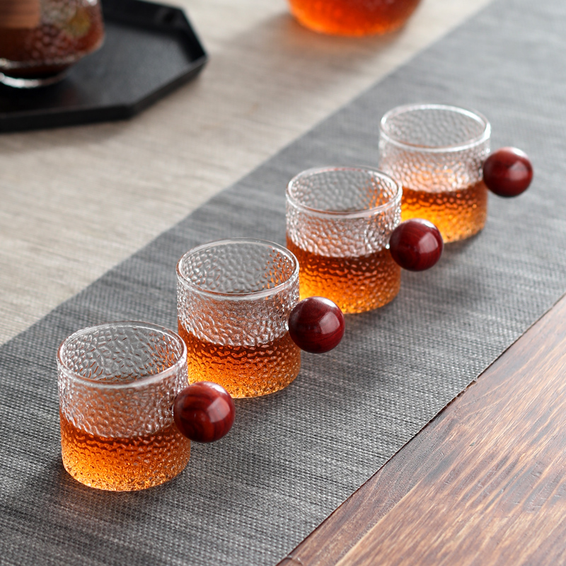 玻璃小茶杯带把功夫茶客人专用杯子复古中式茶道杯迷你普洱茶杯子
