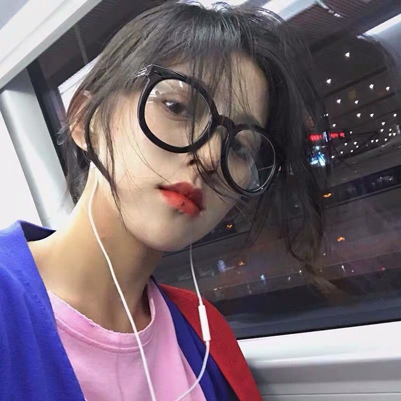 港味网红新复古泛泛同款黑色圆形眼镜框顽童大人黑色粗边框眼镜女