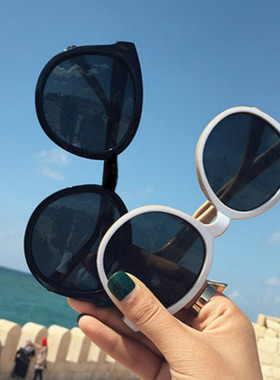 墨镜潮街拍ulzzang圆脸韩版