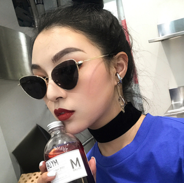 欧美街拍墨镜女网红封帆同款三角猫眼眼镜复古原宿风太阳镜男女