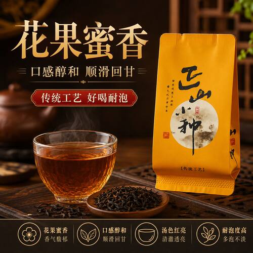 武夷山正山小种红茶茶叶fresh红茶水流金醇厚柠檬红茶厂家直销
