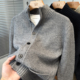 半高领针织开衫 休闲口袋外搭 青年立领毛衣外套男装 男加厚款 秋冬季