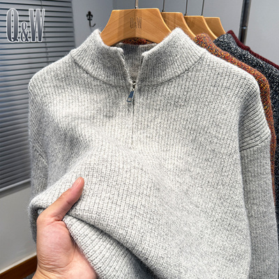 套头半高领花毛线毛衣