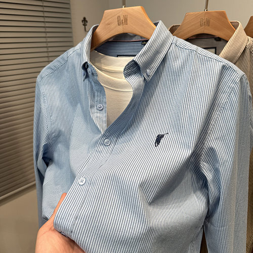 经典竖条纹保罗小马标衬衫男长袖