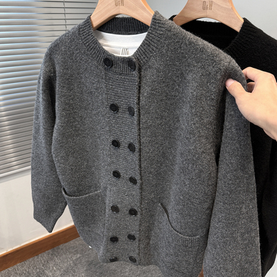 高级感双排扣开衫男韩版