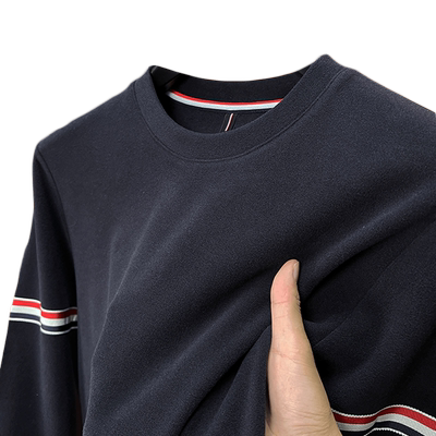 长袖下摆开叉磨毛德绒t恤