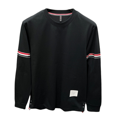 长袖潮流青年下摆开叉t恤