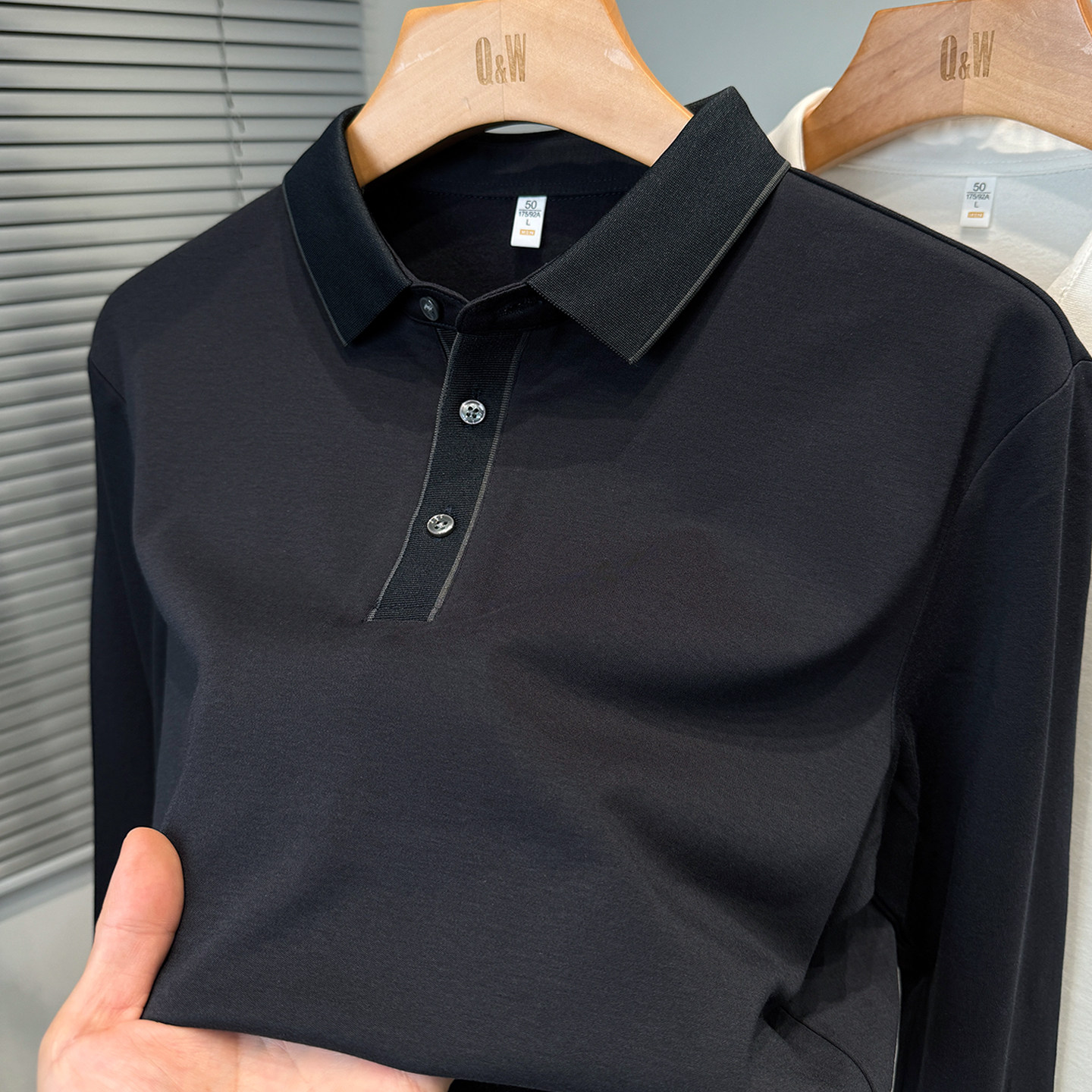 薄绒长袖t恤男爸爸装时尚休闲polo衫男秋季新款中年翻领上衣服潮