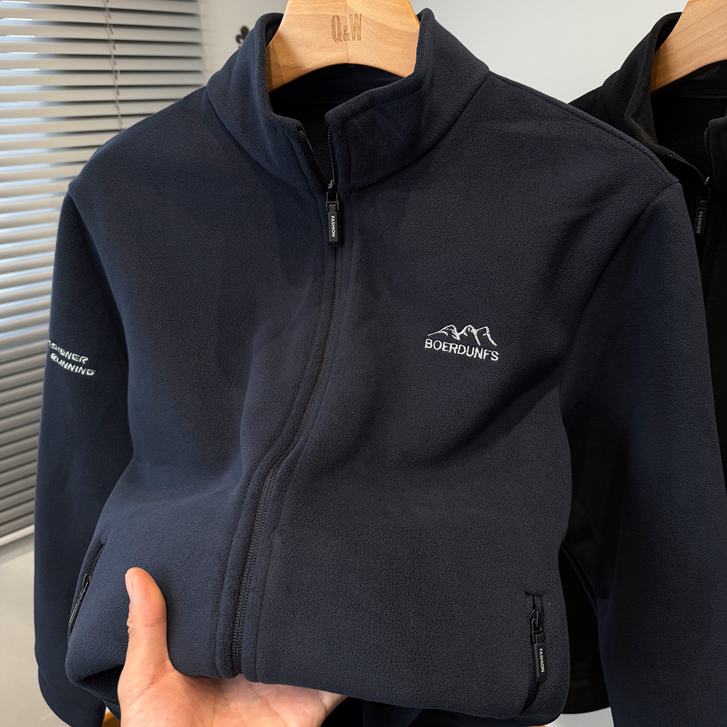 双面奥粒绒加绒加厚卫衣外套男