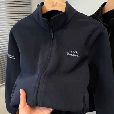 双面奥粒绒加绒加厚卫衣外套男