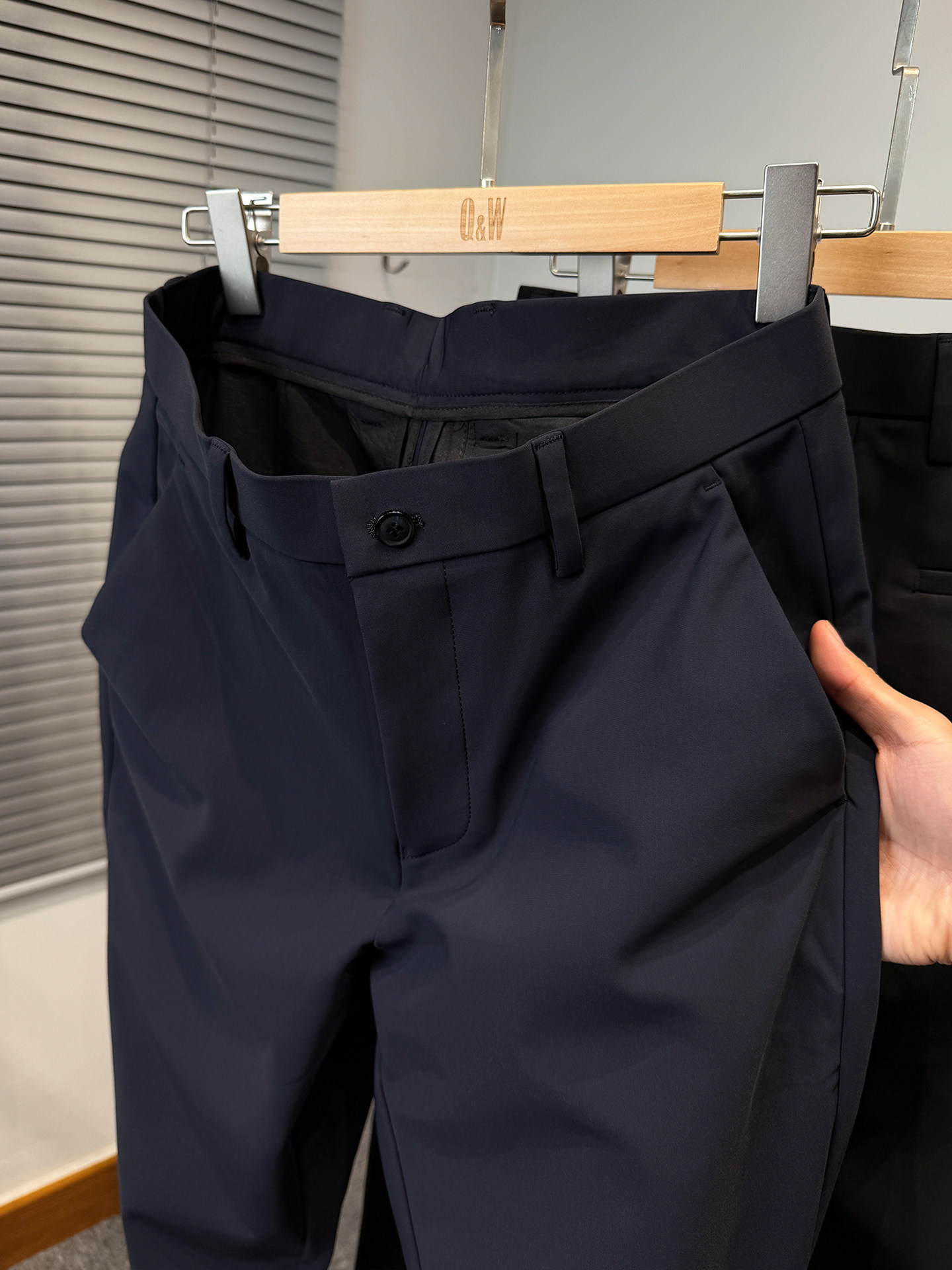 锦氨四面弹力商务休闲裤男款秋冬季中年男直筒长裤子加绒加厚西裤