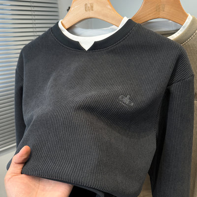 双层圆领奥利绒卫衣男款加绒