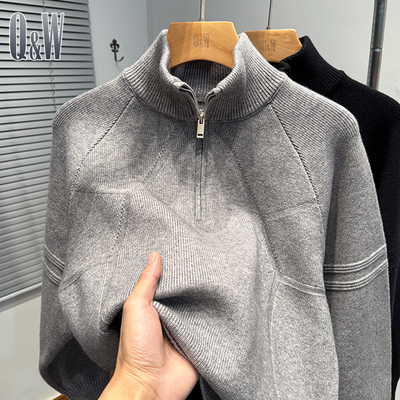 时尚休闲毛衣套头拉链半高领